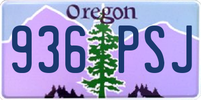 OR license plate 936PSJ