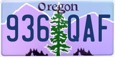 OR license plate 936QAF