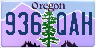 OR license plate 936QAH