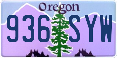 OR license plate 936SYW