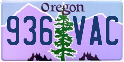 OR license plate 936VAC