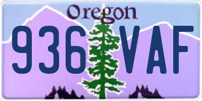 OR license plate 936VAF