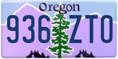 OR license plate 936ZTO
