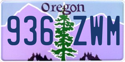 OR license plate 936ZWM
