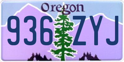 OR license plate 936ZYJ