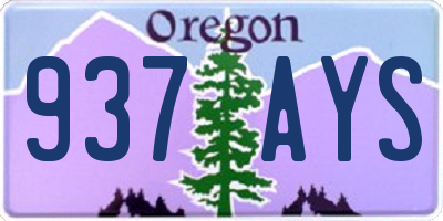 OR license plate 937AYS