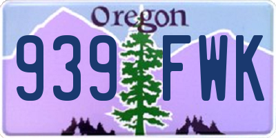 OR license plate 939FWK