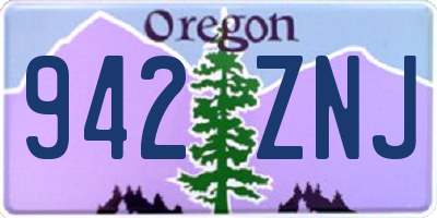 OR license plate 942ZNJ