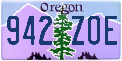 OR license plate 942ZOE