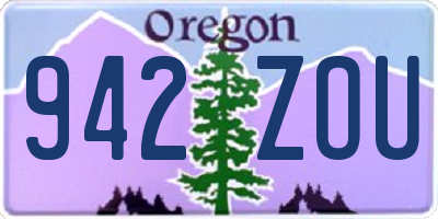 OR license plate 942ZOU