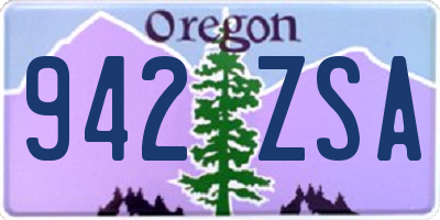 OR license plate 942ZSA