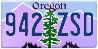 OR license plate 942ZSD