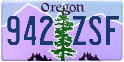 OR license plate 942ZSF