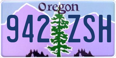 OR license plate 942ZSH