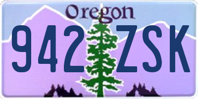 OR license plate 942ZSK