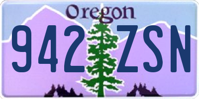 OR license plate 942ZSN