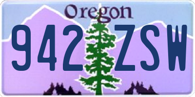OR license plate 942ZSW