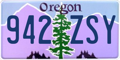 OR license plate 942ZSY