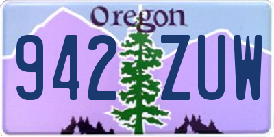 OR license plate 942ZUW