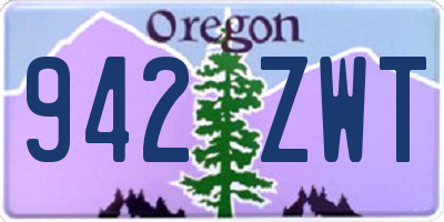 OR license plate 942ZWT