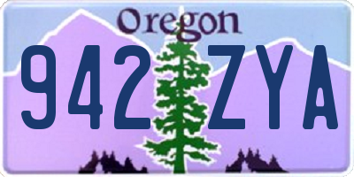 OR license plate 942ZYA