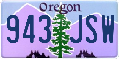 OR license plate 943JSW