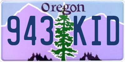 OR license plate 943KID