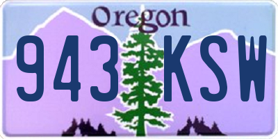 OR license plate 943KSW