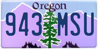 OR license plate 943MSU