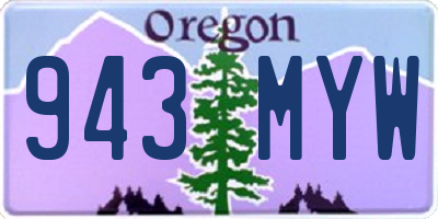OR license plate 943MYW