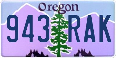 OR license plate 943RAK