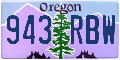 OR license plate 943RBW