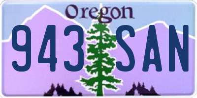 OR license plate 943SAN