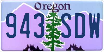 OR license plate 943SDW