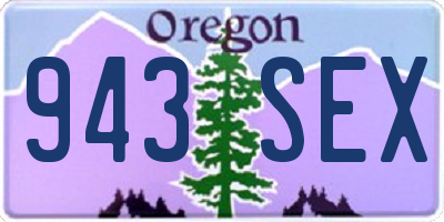 OR license plate 943SEX
