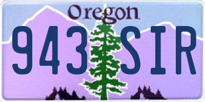 OR license plate 943SIR