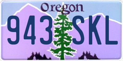 OR license plate 943SKL