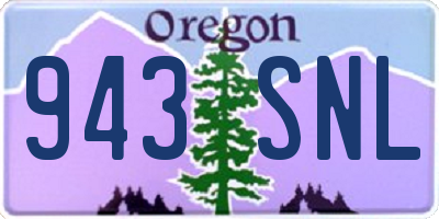 OR license plate 943SNL