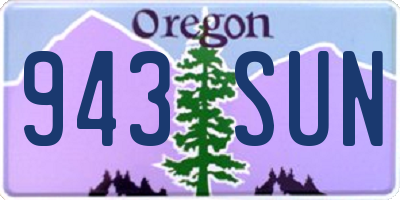 OR license plate 943SUN