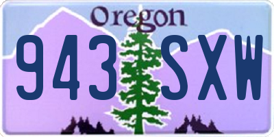 OR license plate 943SXW