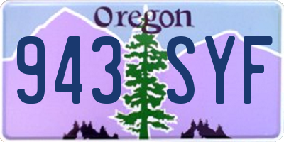 OR license plate 943SYF