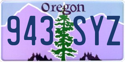 OR license plate 943SYZ