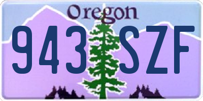 OR license plate 943SZF