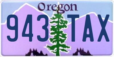 OR license plate 943TAX