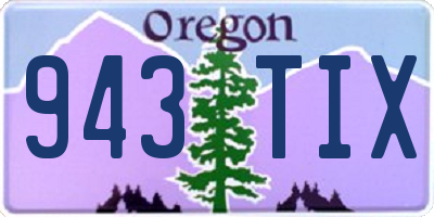 OR license plate 943TIX