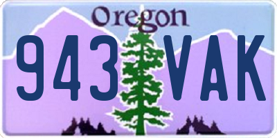OR license plate 943VAK