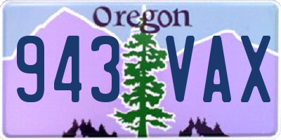 OR license plate 943VAX
