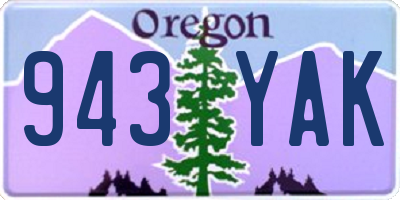 OR license plate 943YAK