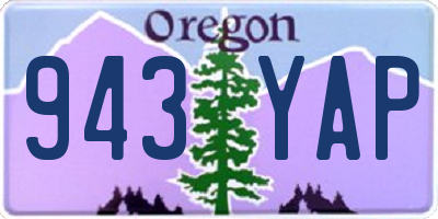 OR license plate 943YAP