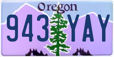OR license plate 943YAY